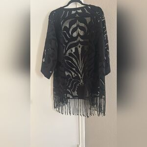 Zara Black Lace Tunic with Fringe